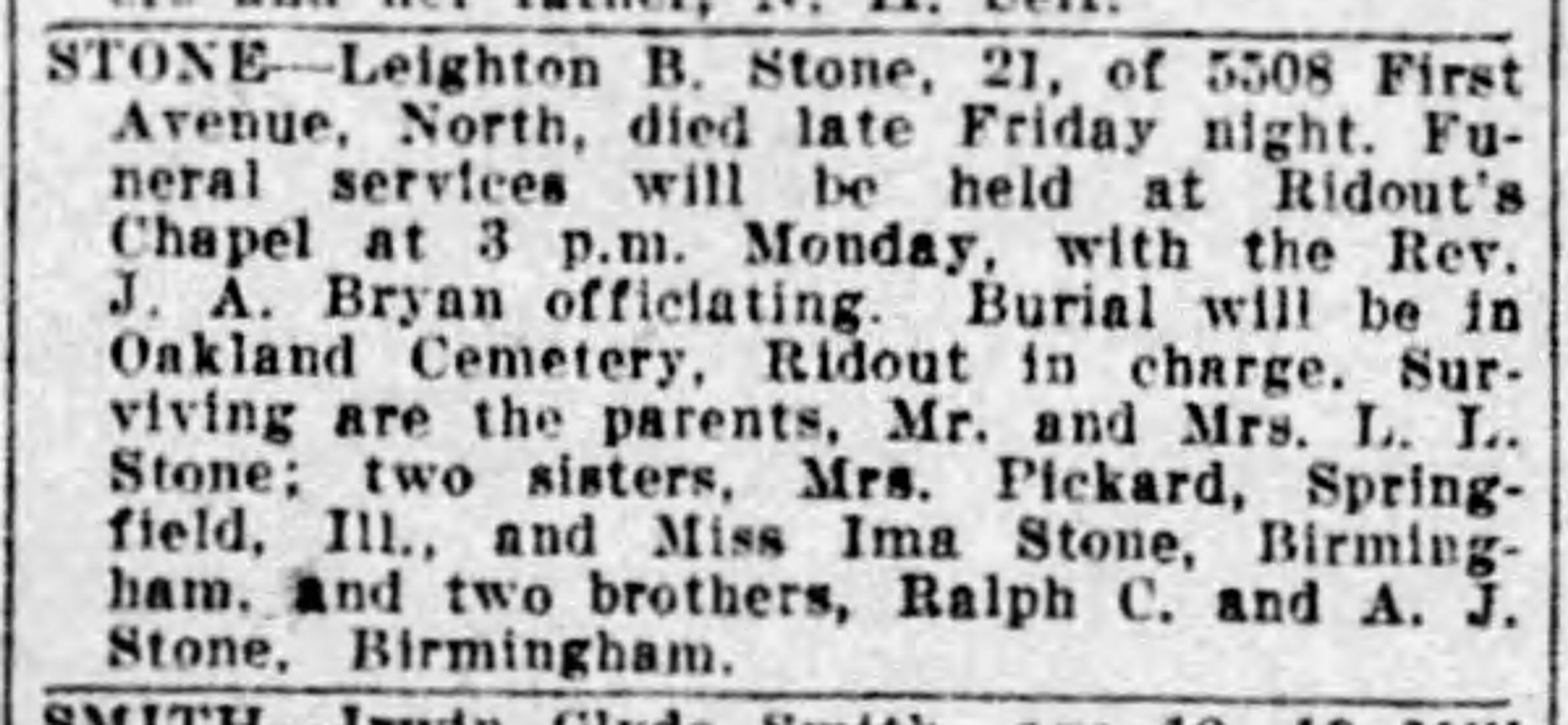 Leighton Stone obituary